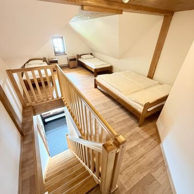 Apartmán 4 — panoramatický výhled z balkonu na Krkonoše