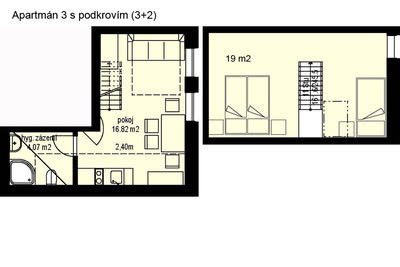 Půdorys Apartmánu 3 (3+2 osoby)